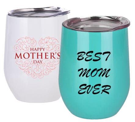 12oz Sublimation Stainless Steel Stemless Wine Cup with Lid White - Pack of 5